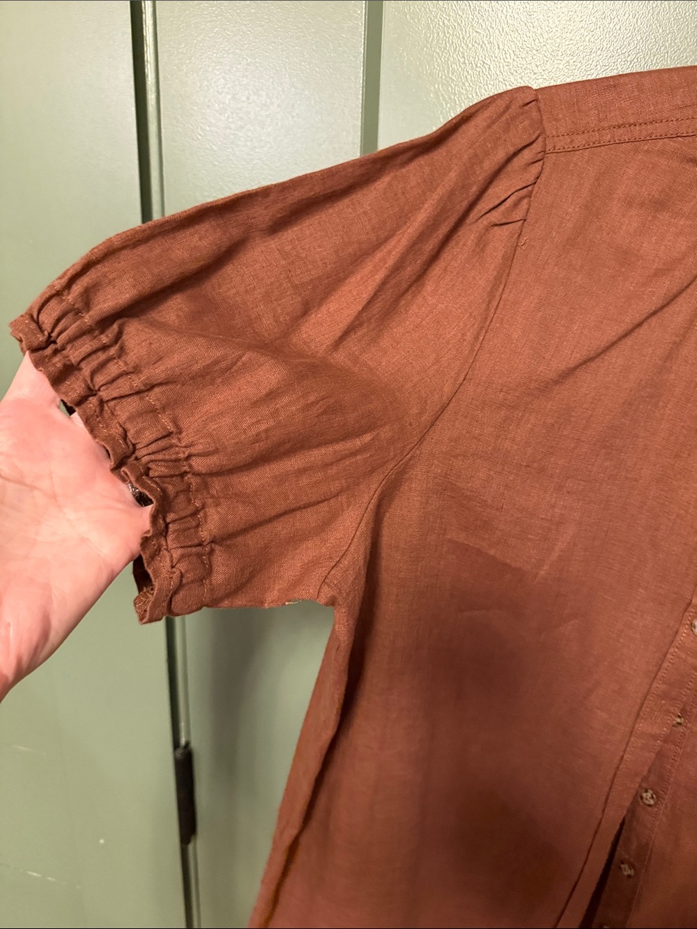 Pilcro brown Button Front Puff Sleeve Shirt - Picture 3 of 6